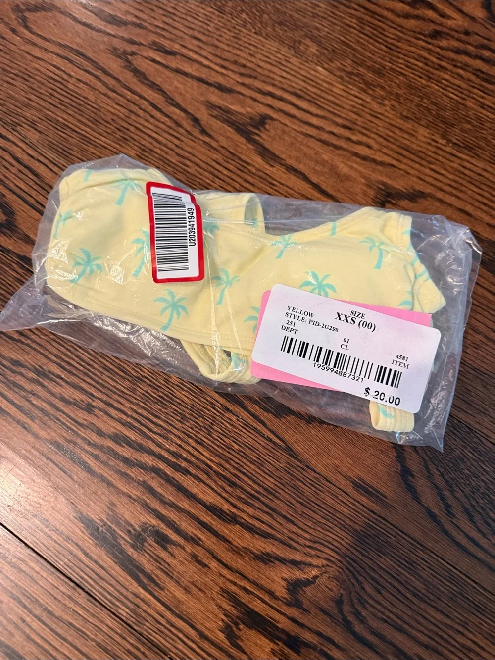 Stoney Clover Lane Yellow Bikini Top with Mint Palm Print